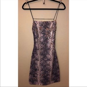 Topshop Backless Metallic Snakeskin Sequin Dress